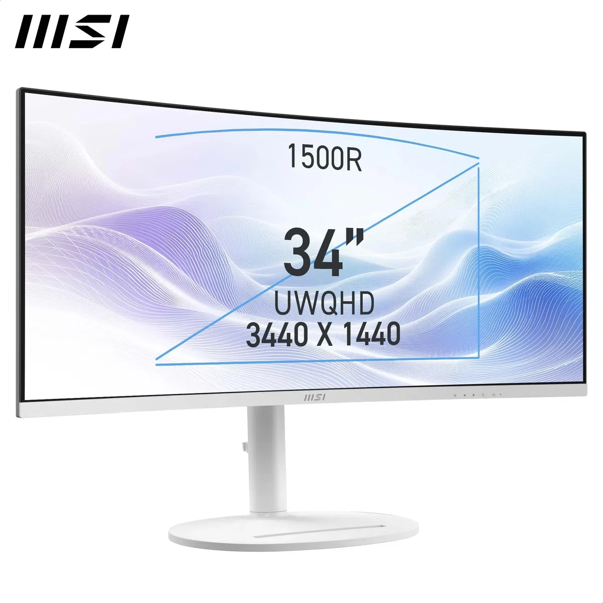 MSI Modern MD342CQPW Écran PC 34'' UWQHD incurvé 1500R - Dalle VA 3440 x 1440, 120 Hz, 1ms, KVM, PIP/PBP, Confort des Yeux, Haut-parleurs intégrés, réglable sur 3 Axes - HDMI 2.0b, DP 1.4a