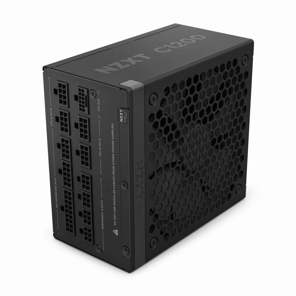 NZXT C1200 Gold ATX 3.1 - Alimentation entièrement modulaire et silencieuse pour Jeux vidéo sur PC - 1200 Watts - 80 Plus Gold - Connecteur 12 V-2x6 - Condensateurs 100% Japonais - Noir