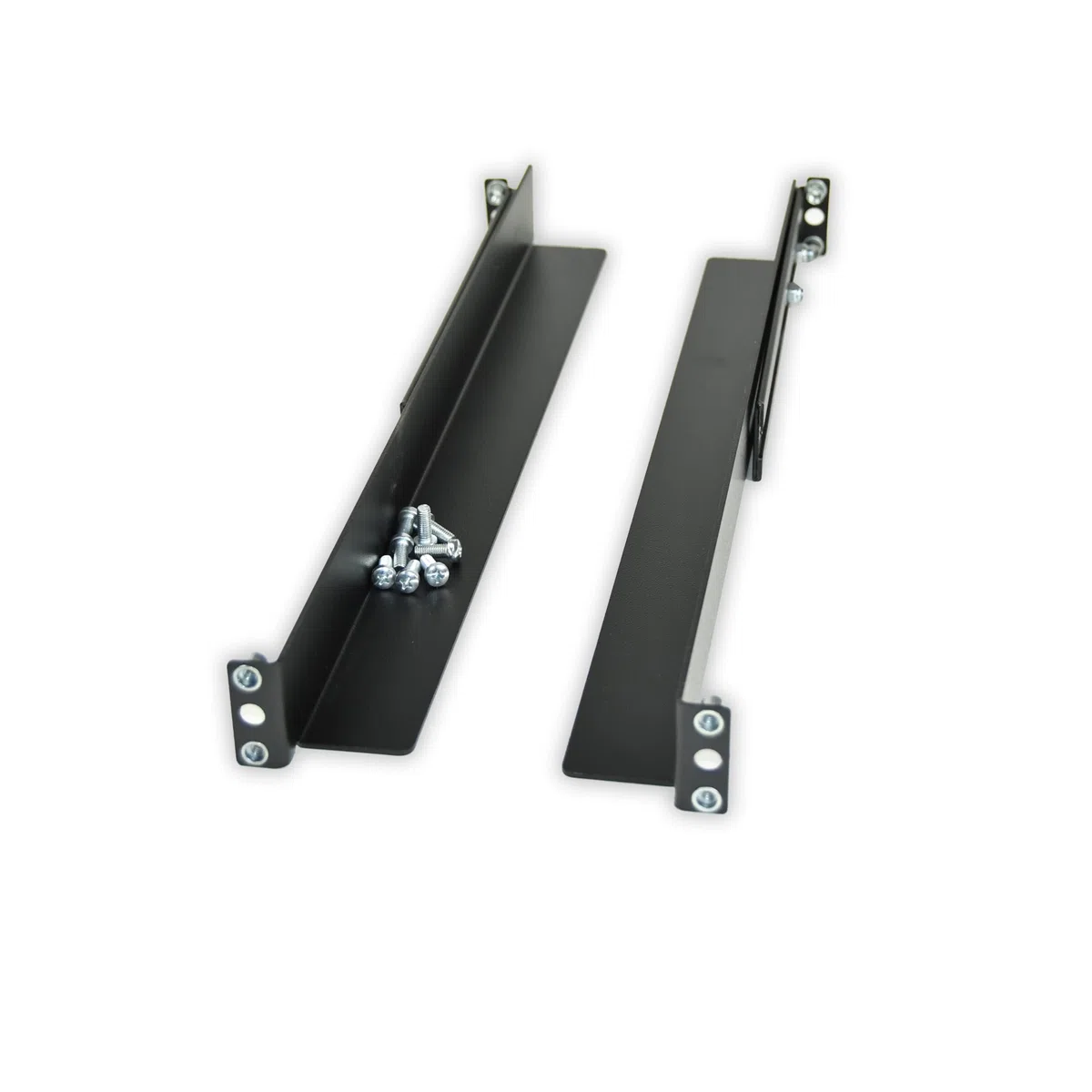 Cobox kit de 2 équerres pour Rack 1U, 19" - Profondeur Réglable : Min. 490mm - Max. 630mm. Kit de 2 Rails en « L » pour Baie et Coffret Informatique 19 Pouces 1U, Ajustable. Couleur Noir