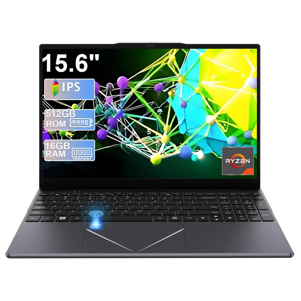 DREAMFYRE 15.6" Ordinateur Portable Ryzen 5 3500U 16GB DDR4 512GB SSD | PC Portable de Jeu/Bureau, Support d'ID Tactile, WiFi 2.4/5G Bluetooth, latpop avec USB 3.0 x2, HDMI x1, USB-Hub.