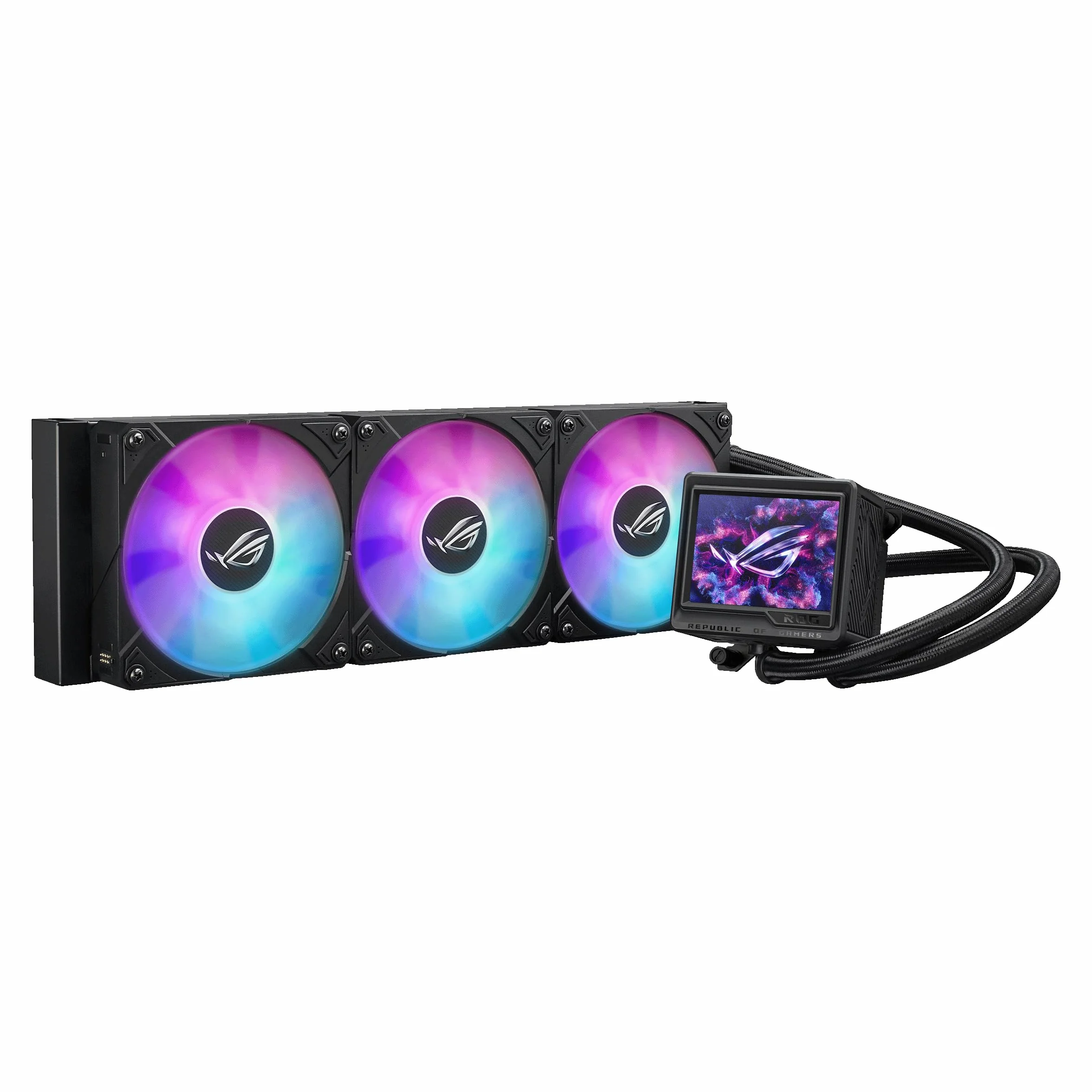 ROG Ryujin III 360 ARGB Extreme AIO Cooler with Asetek Gen8 V2 Pump; Thickened Magnetic Fans for High Airflow and Static Pressure with Noise optimization; 3.5" LCD for Hardware Monitoring