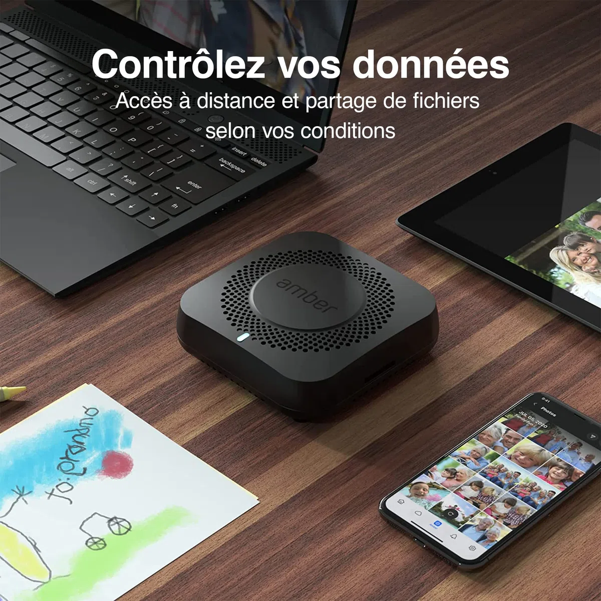 Dispositif de Stockage Cloud Personnel pour fichiers multimédias de données, SSD Haute Vitesse intégré de 512 Go avec Stockage USB, Compatible Plex et Home Assistant/iOS/Android/Windows/Mac