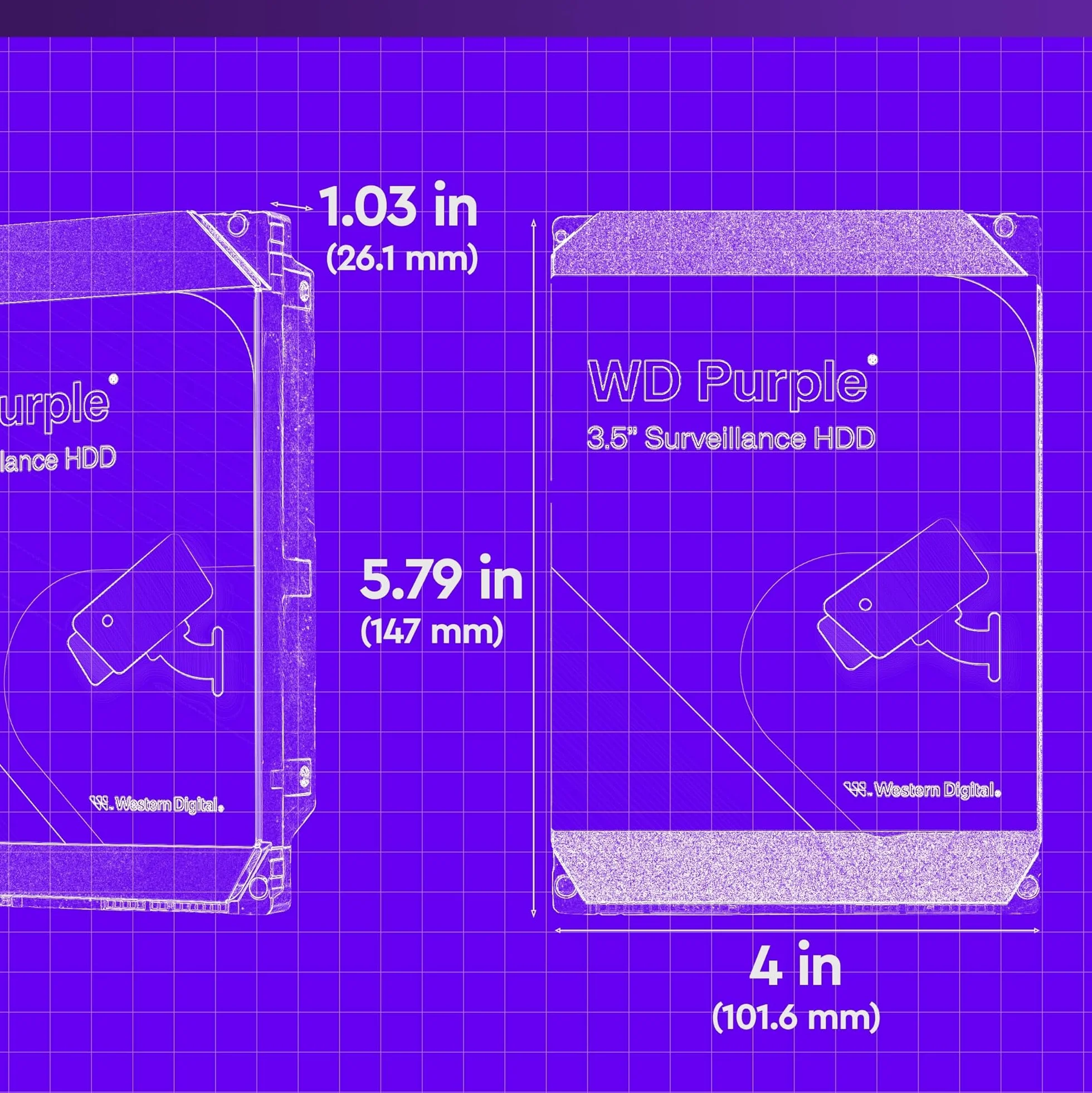 WD Purple 6 To Disque dur Interne 3.5" dédié Vidéosurveillance AllFrame Technology, 180BT/yr, 256MB Cache, Garantie 3 ans