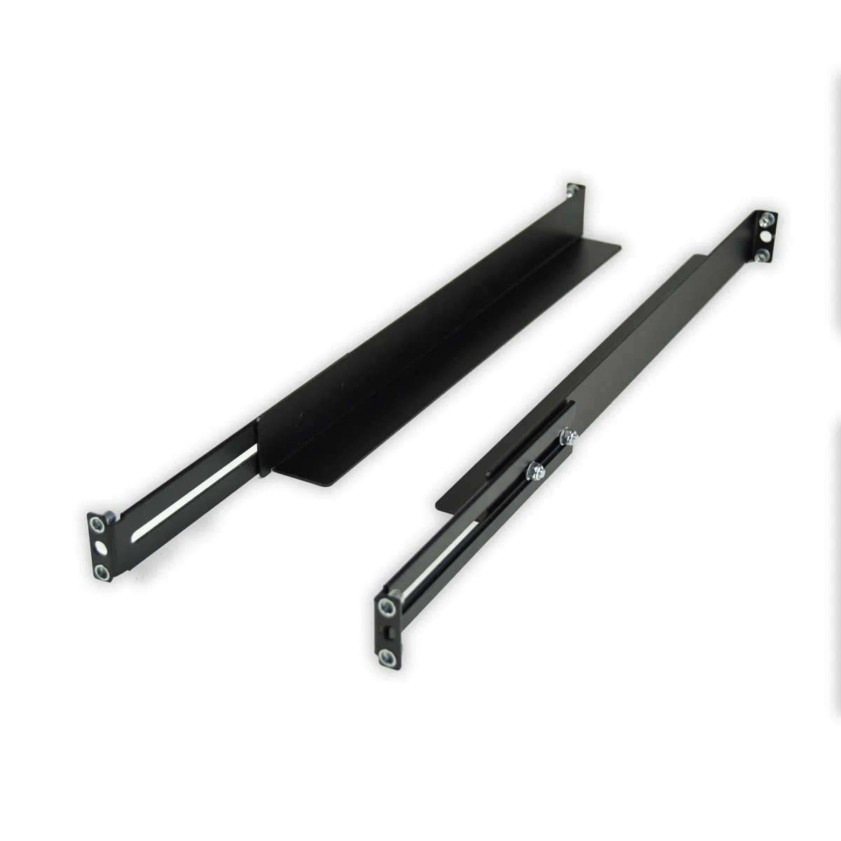 Cobox kit de 2 équerres pour Rack 1U, 19" - Profondeur Réglable : Min. 490mm - Max. 630mm. Kit de 2 Rails en « L » pour Baie et Coffret Informatique 19 Pouces 1U, Ajustable. Couleur Noir