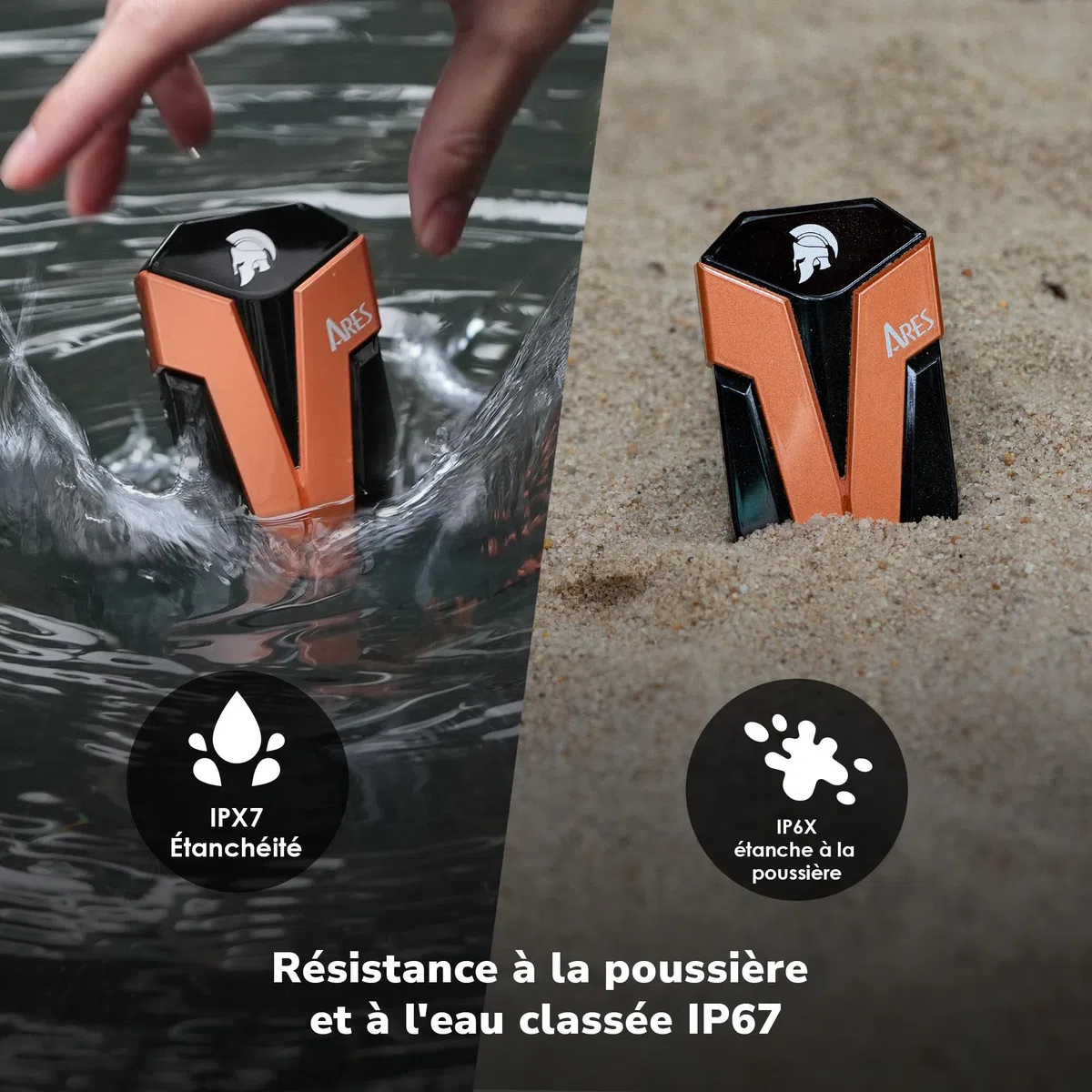 DATO SSD Externe 2 to, USB 3.2 Gen 2x2 Jusqu’à 1600/1500 Mo/s, Type C OTG Résistance à la poussière et à l'eau classée IP67, Compatible avec PS5 & Xbox - ARES Amber Shield Série