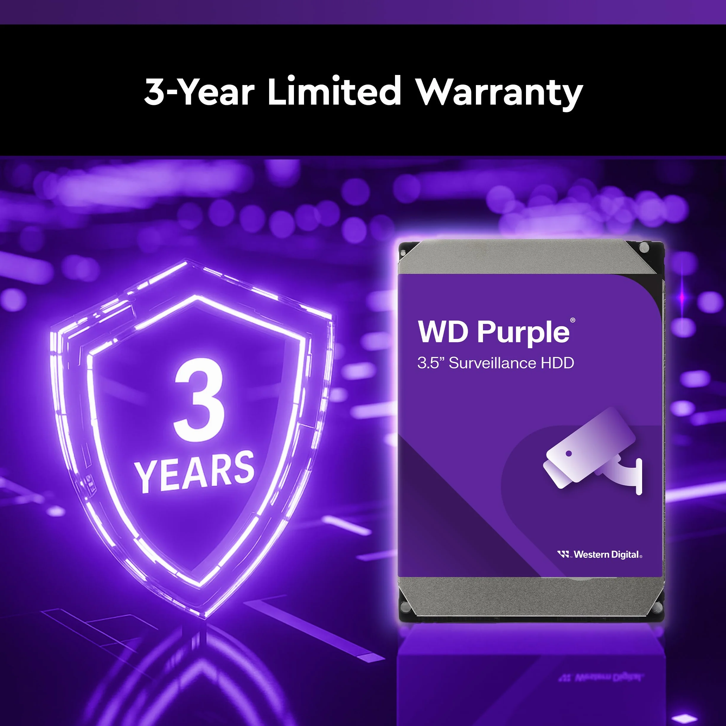 WD Purple 6 To Disque dur Interne 3.5" dédié Vidéosurveillance AllFrame Technology, 180BT/yr, 256MB Cache, Garantie 3 ans