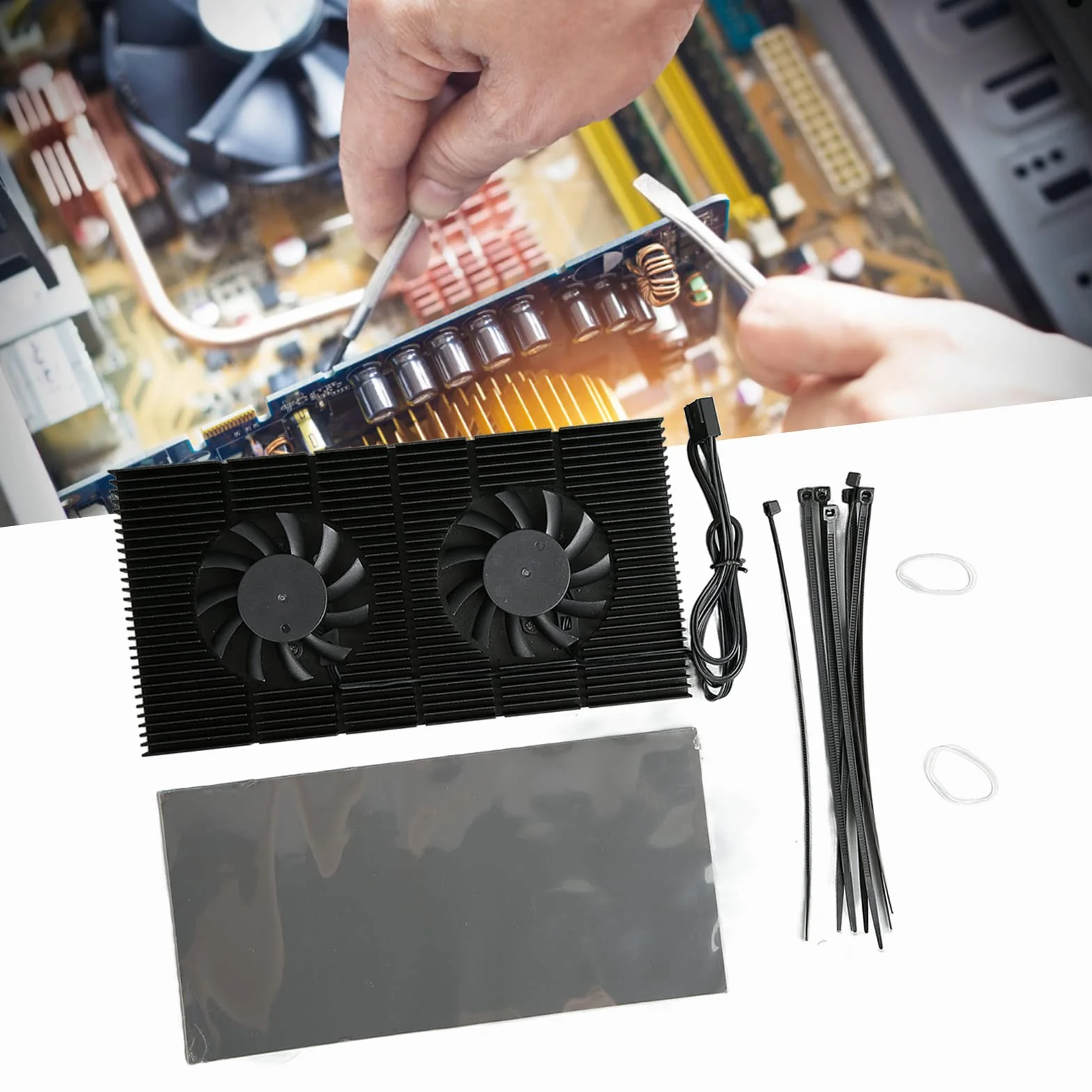 Zunate Radiateur de Plaque Arrière GPU, Dissipateur Thermique de Fond de Panier de Carte Graphique en Alliage D'aluminium Refroidisseur de Mémoire de Fond de Panier à 4 Broches pour RTX3090 3080 3070
