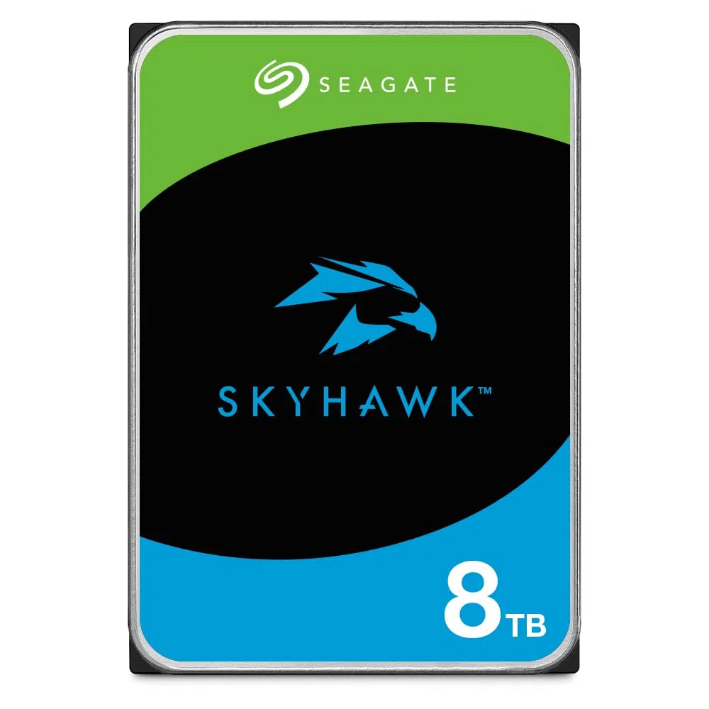 Seagate SkyHawk 8 To, Disque dur interne de surveillance HDD, 3,5" SATA 6 Gbit/s, 256 Mo de mémoire cache,pour système de caméras de sécurité, services Rescue valables 3 ans (ST8000VX004)