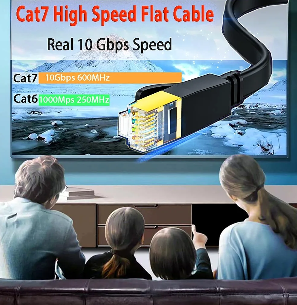 Cable Ethernet 50m Cat 7, Câble RJ45 50m Blindé à l'extérieur Intérieur Utiliser imperméable, Haute Vitesse Câble Réseau LAN S/FTP-10Gbit/s 600MHz, Cat7 Anti-interférence pour Routeur PC(50 Clips)