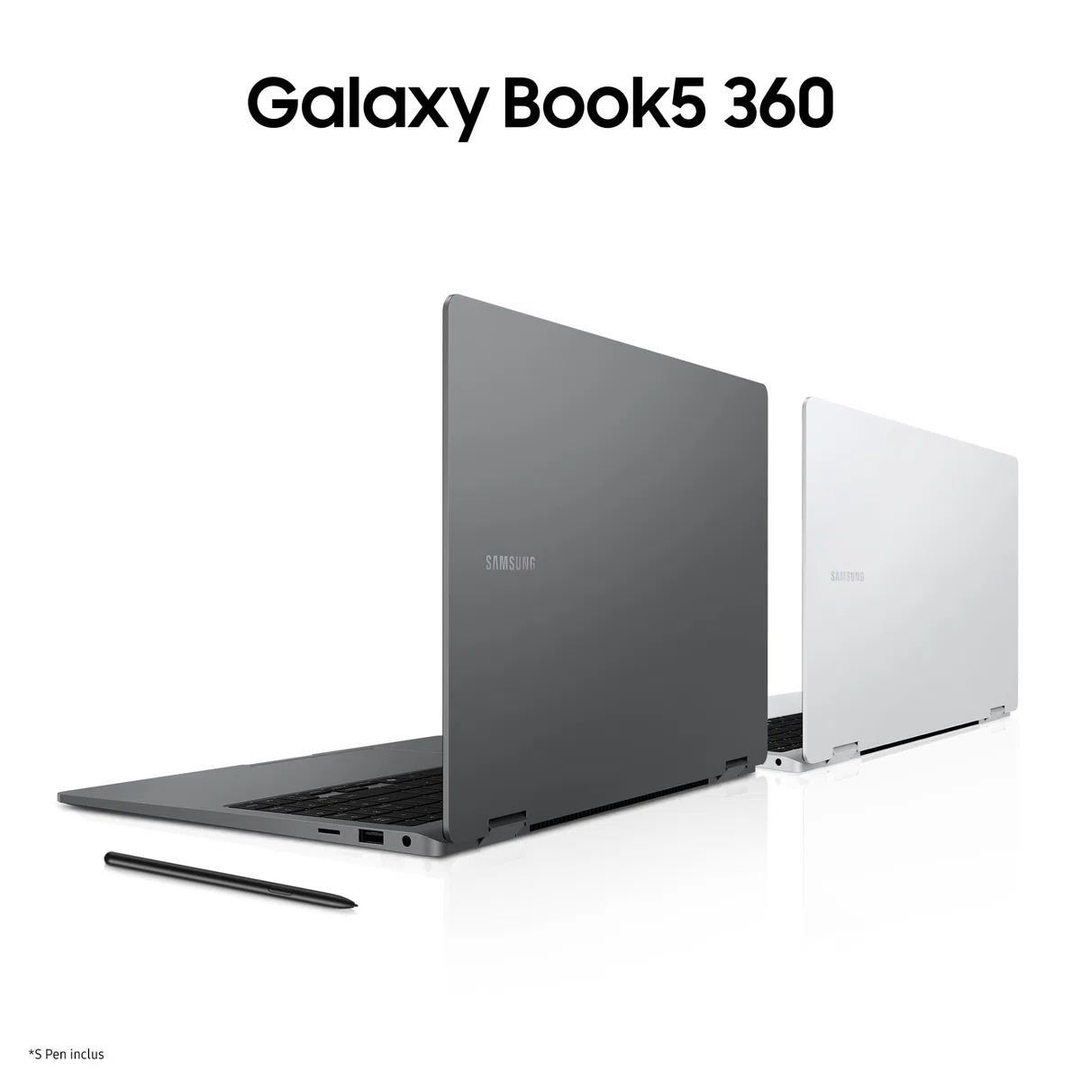 Samsung Galaxy Book5 360 15.6", Copilot+PC, Ordinateur Portable avec IA, Processeur Intel Core Ultra 7, Mémoire 16Go RAM, Stockage 512Go, Clavier AZERTY Fr, Argent