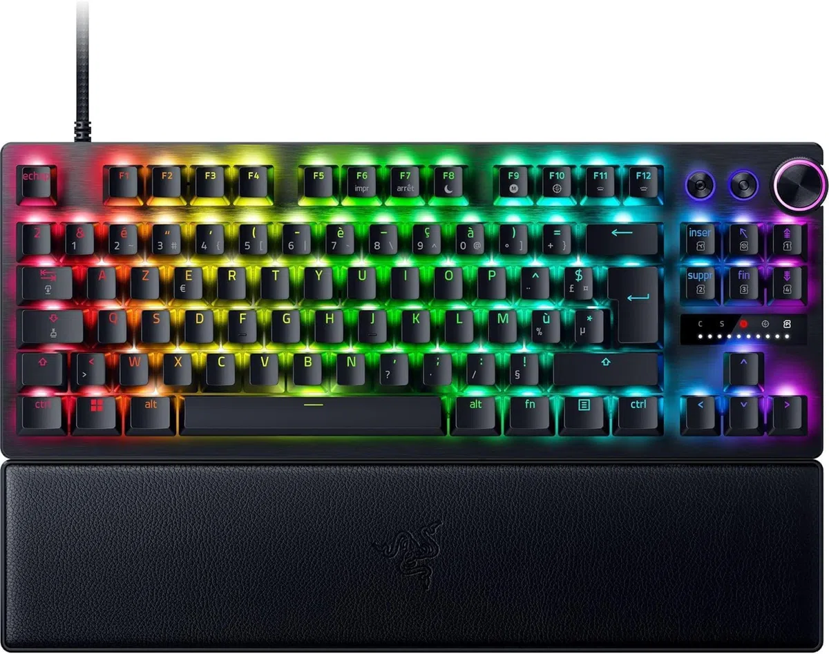Razer Huntsman V3 Pro TKL (Switches Analog) - Clavier Gamer Tenkeyless (Switches Optiques Analogiques réglables de 0,1 à 4,0mm, Déclenchement Rapide, Touches en PBT Doubleshot) Clavier AZERTY| Noir