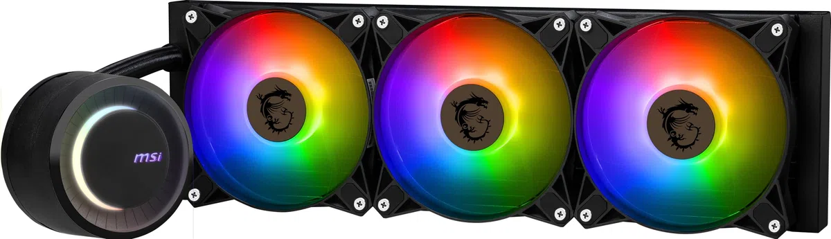 MSI MAG CORELIQUID E360 Kit Watercooling CPU, Plaque Froide en Cuivre Agrandie, Tête Waterblock ARGB & Ventilateurs FDB, Double Chambre, Radiateur Split-Flow, Mystic Light, Compatible AMD & Intel