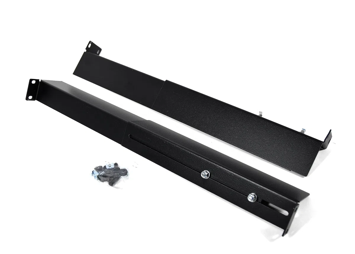 Cobox kit de 2 équerres pour Rack 1U, 19" - Profondeur Réglable : Min. 490mm - Max. 630mm. Kit de 2 Rails en « L » pour Baie et Coffret Informatique 19 Pouces 1U, Ajustable. Couleur Noir