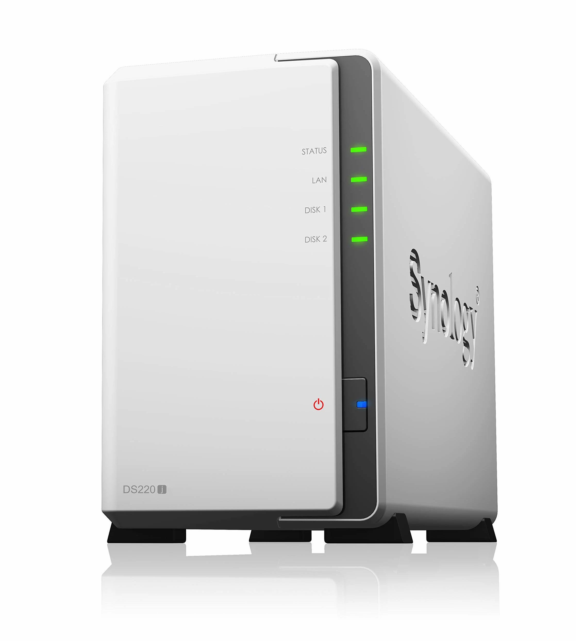 Synology DS220j Station de Disque NAS 2 Baies (Realtek RTD1296 512 Mo de RAM, 1 Port RJ-45 1 GbE) avec 2 disques durs WD Red Plus 4 to (WD40EFZX - 68AWUN0)