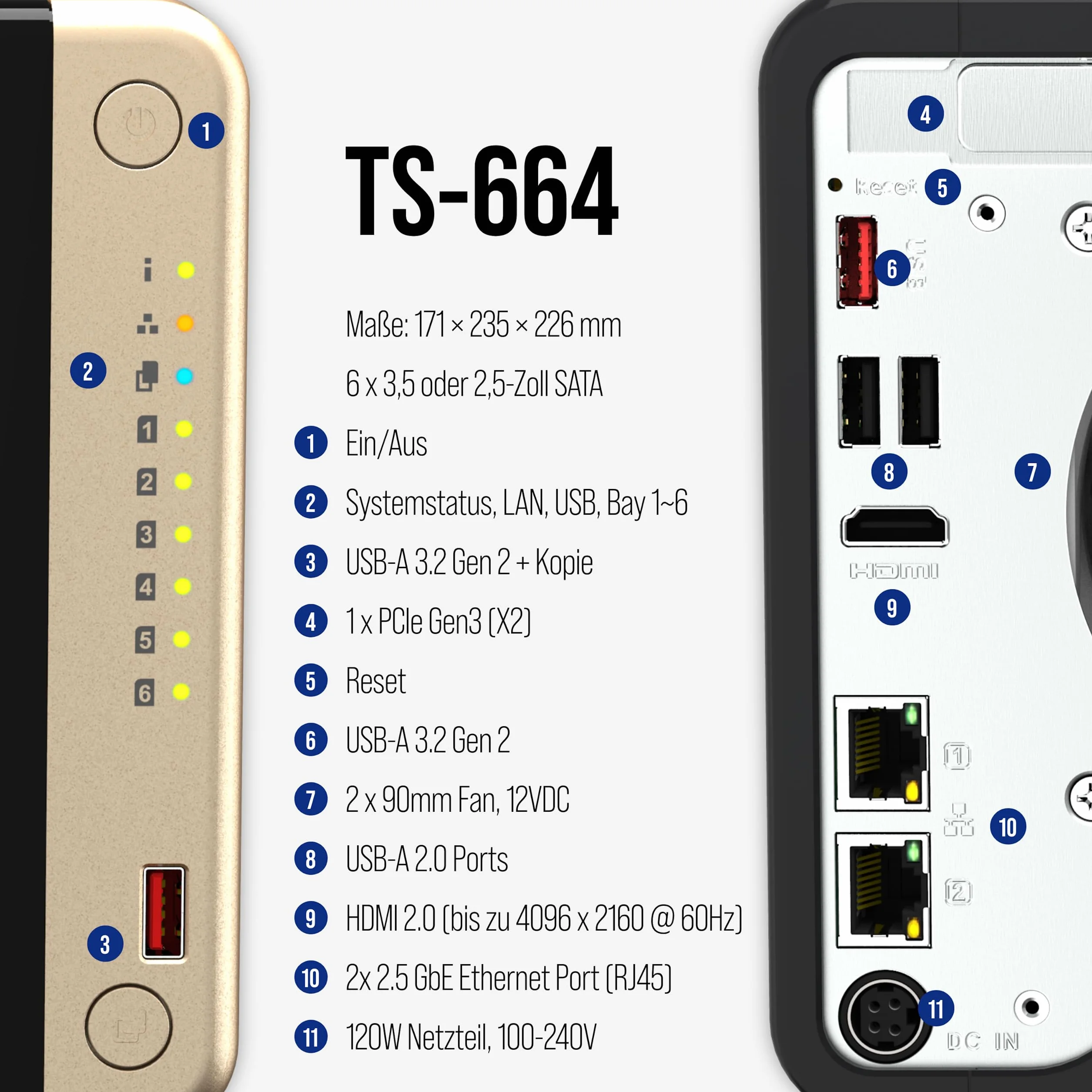 QNAP TS-664 NAS Tower Ethernet/LAN Noir N5095