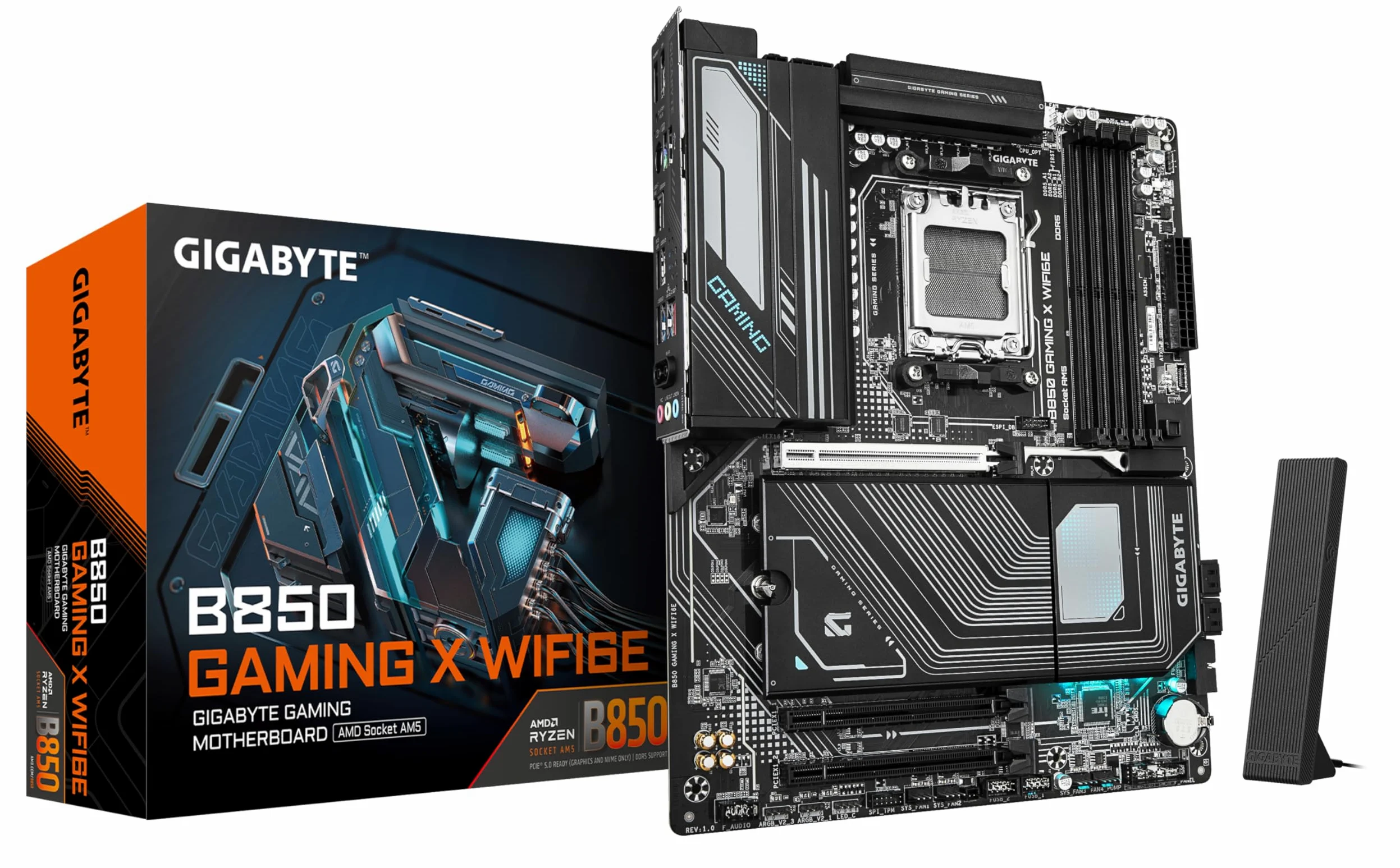 GIGABYTE B850 Gaming X WIFI6E Carte Mère - AMD Ryzen 9000 Series CPUs, VRM numérique 12+2+2 Phases, jusqu'à 8200MHz DDR5 (OC), 1xPCIe 5.0 + 2xPCIe 4.0 M.2, LAN 2.5G, WiFi 6E, USB 3.2 Gen 2x2