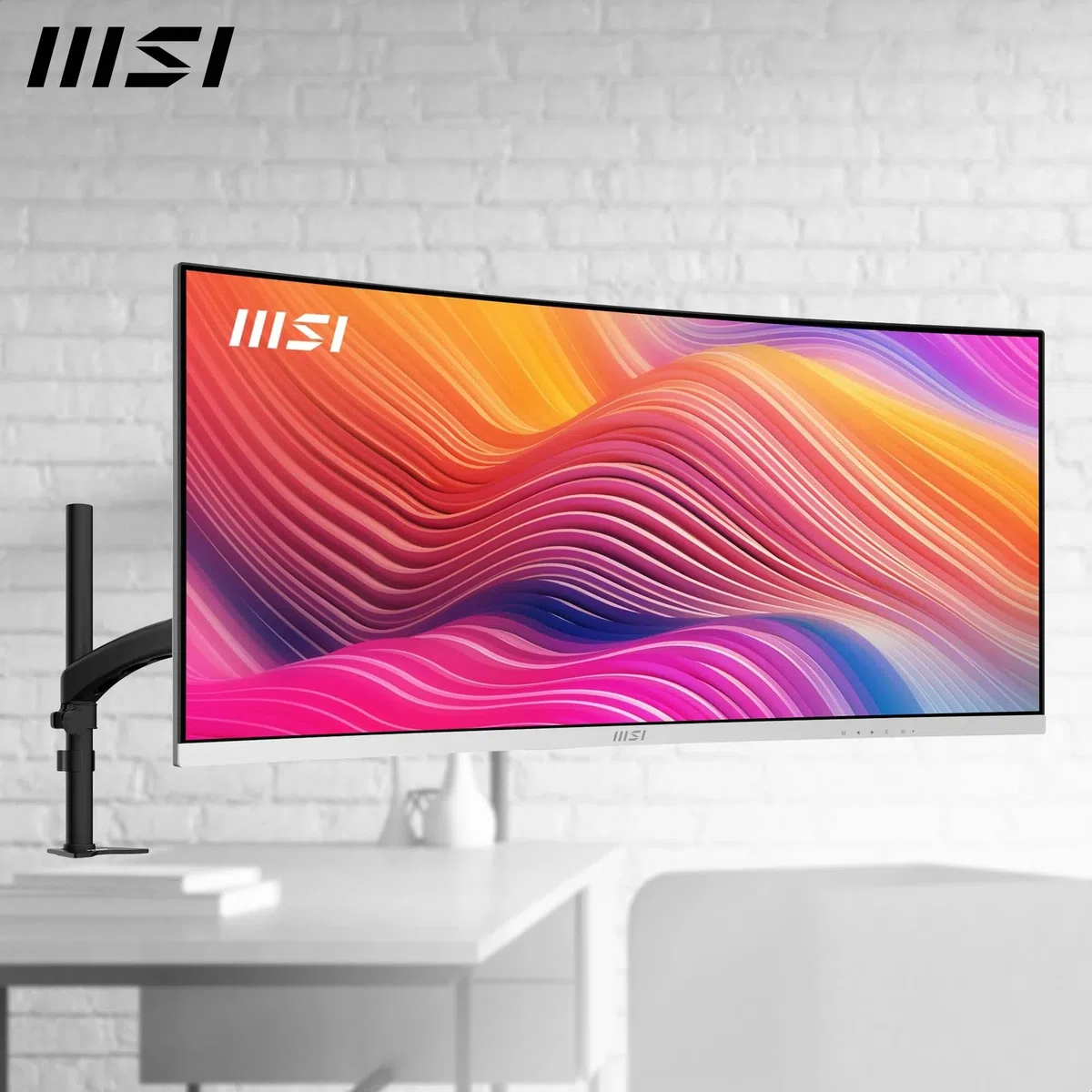 MSI Modern MD342CQPW Écran PC 34'' UWQHD incurvé 1500R - Dalle VA 3440 x 1440, 120 Hz, 1ms, KVM, PIP/PBP, Confort des Yeux, Haut-parleurs intégrés, réglable sur 3 Axes - HDMI 2.0b, DP 1.4a