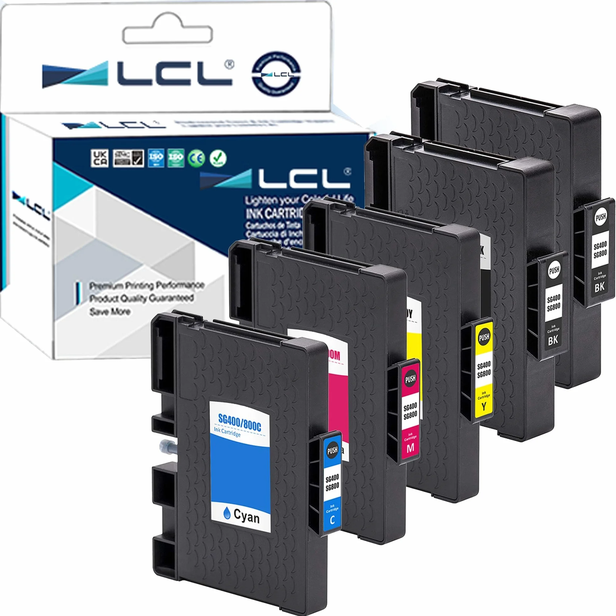 LCL Cartouche d'encre Compatible Sublimation SG400 SG800 SG400NA SG800NA PRINTAN Dink High Yield Remplacement pour Sawgrass Virtuoso SG400 SG800 SG400NA/EU Sublimation Printer(5pack 2KCMY)