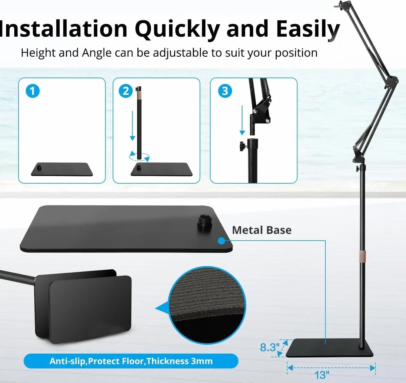 Support de sol en métal pour webcam compatible avec Logitech C920 StreamCam C930 C922 C925e C615 Brio 4K, WFS-AYZ-001