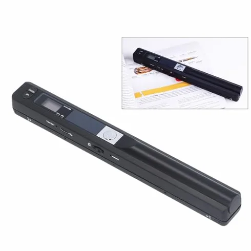 Scanner Portable, Scanner d'images Portable de 900 DPI avec étui, Scanner Photo avec Baguette de numérisation pour Documents A4 Images Pages Textes (Black)