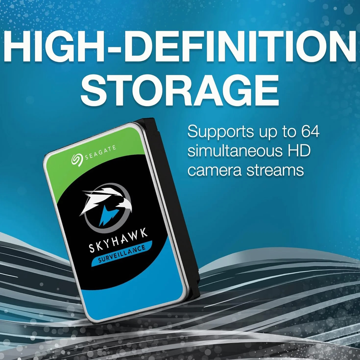 Seagate Skyhawk, 4 to, Disque Dur Interne de vidéosurveillance, 3.5", SATA 6 Go/s, 256 Mo de mémoire Cache, pour système de caméras de sécurité, 3 Ans Services Rescue en Interne (ST4000VX016)