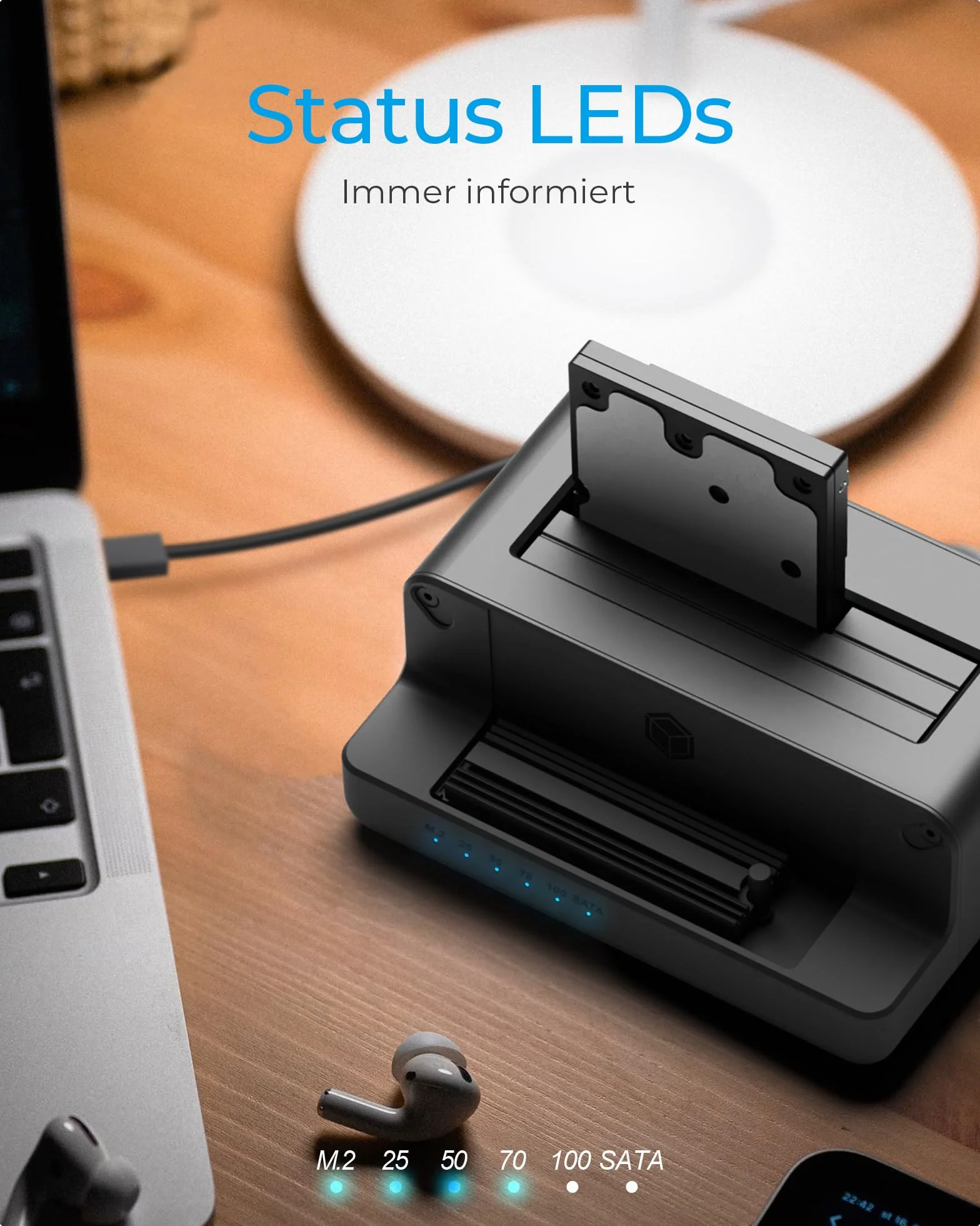 ICY BOX HDD / M.2 NVMe SSD Docking Station USB 3.2 Gen 2 (10 Gbit/s), Station de clonage de disques durs & lecteur (SATA 2,5/ 3,5 pouces & M.2 NVMe), Externe, Adaptateur, USB-C, USB-A, IB-2914MSCL-C31