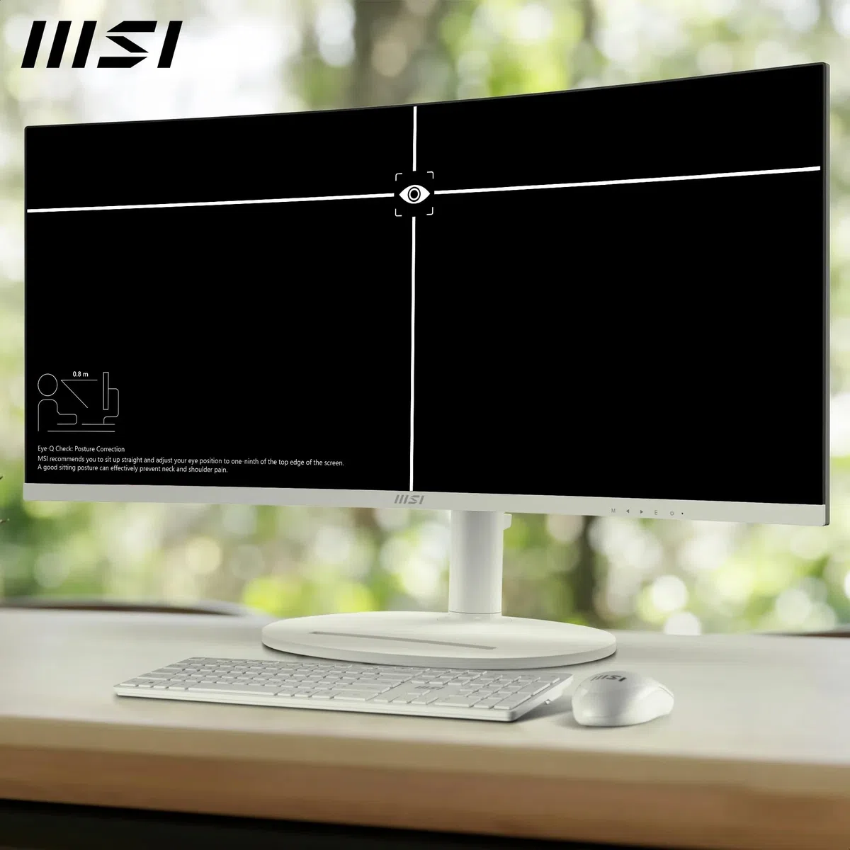 MSI Modern MD342CQPW Écran PC 34'' UWQHD incurvé 1500R - Dalle VA 3440 x 1440, 120 Hz, 1ms, KVM, PIP/PBP, Confort des Yeux, Haut-parleurs intégrés, réglable sur 3 Axes - HDMI 2.0b, DP 1.4a