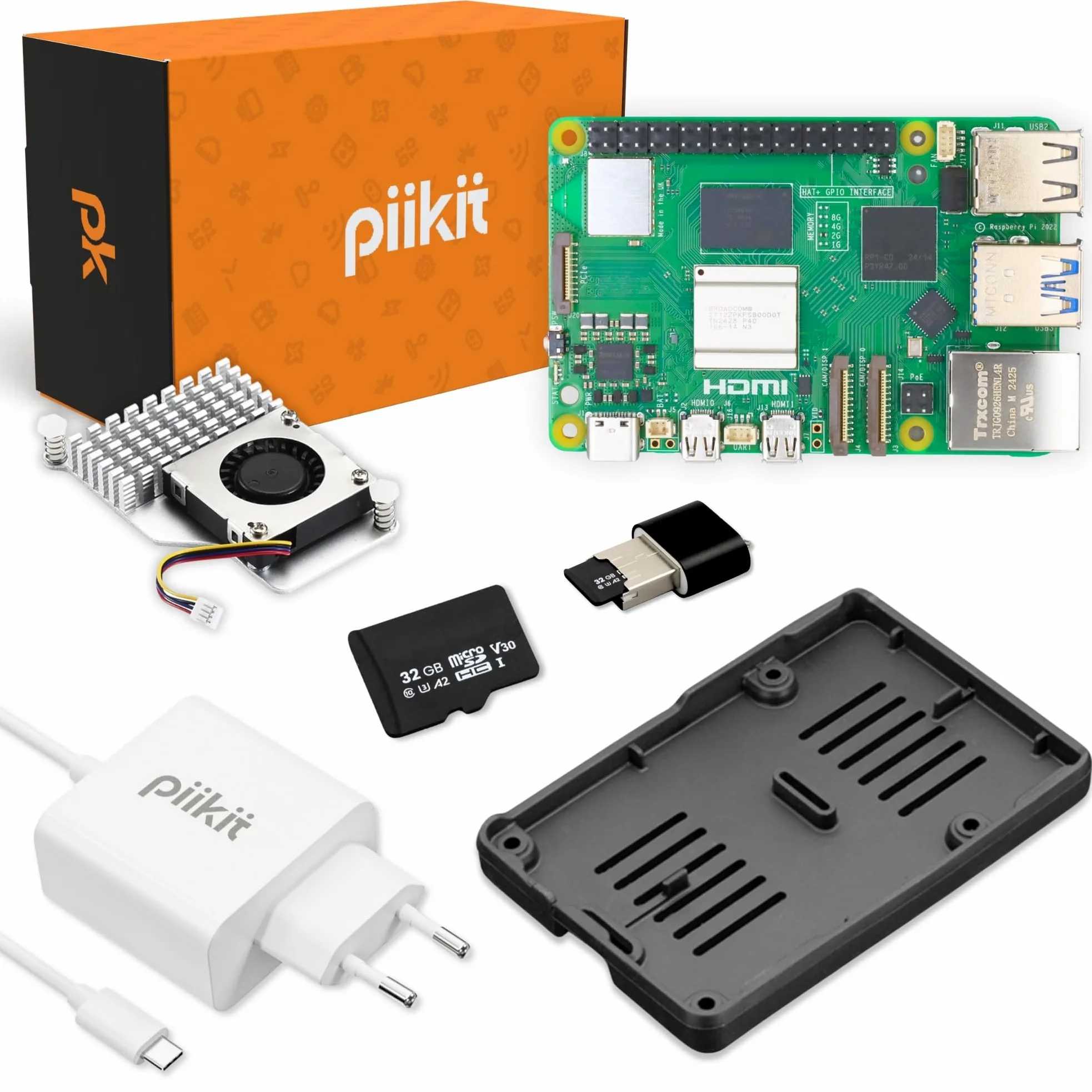 Starter Kit pour Raspberry Pi 5 2 Go - Édition Serveur | Carte MicroSD 32 Go | Alimentation 27 W | Active Cooler | Bumper en Silicone