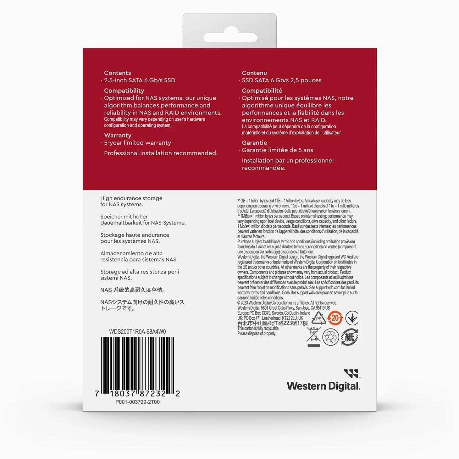 WD Red SA500 2 to Disque SSD SATA NAS, 2.5 inch
