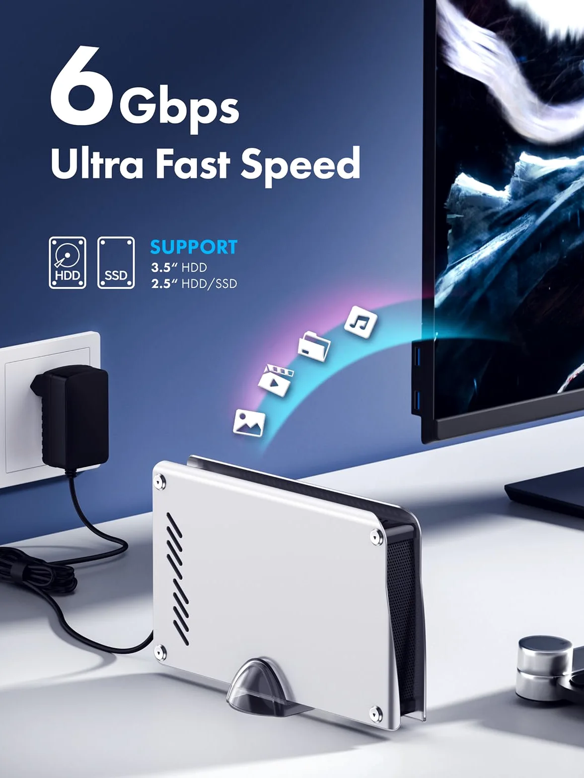 GRAUGEAR Disque Dur Externe 4TB - Compatible PS5/PS4, Haute Vitesse USB 3.2, Boîtier Durable en Aluminium, avec Câbles USB-C et USB-A