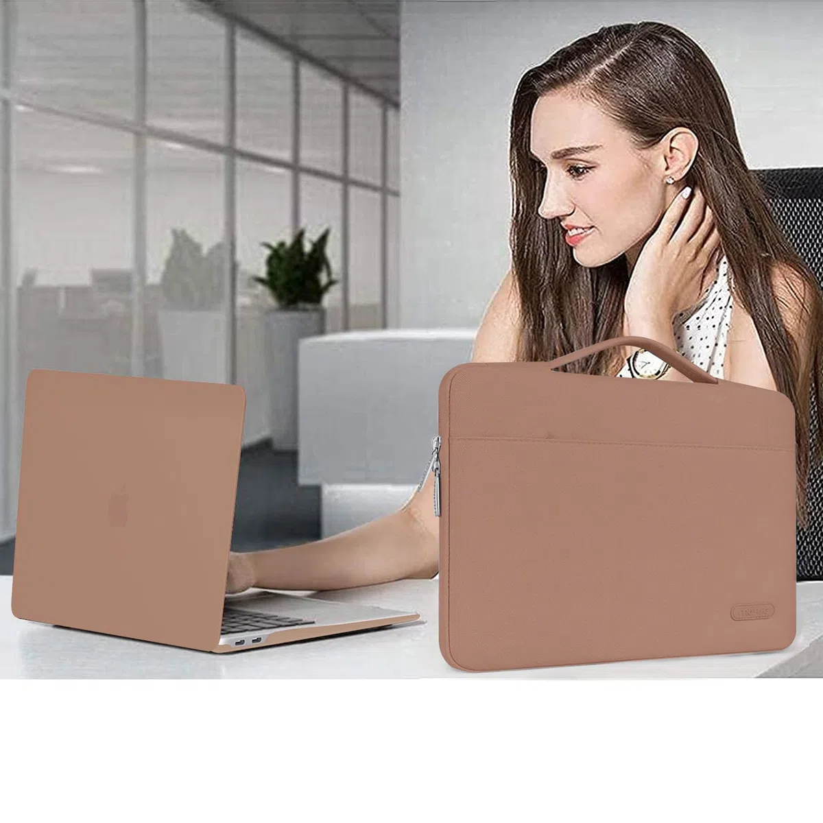 MOSISO Coque Compatible avec MacBook Air 13 Pouces 2022-2018 A2337 M1 A2179 A1932 Retina,Étui Rigide Plastique Case&Sac de Transport&Housse Clavier&Protecteur D'écran&Couverture Webcam,Caramel Marron