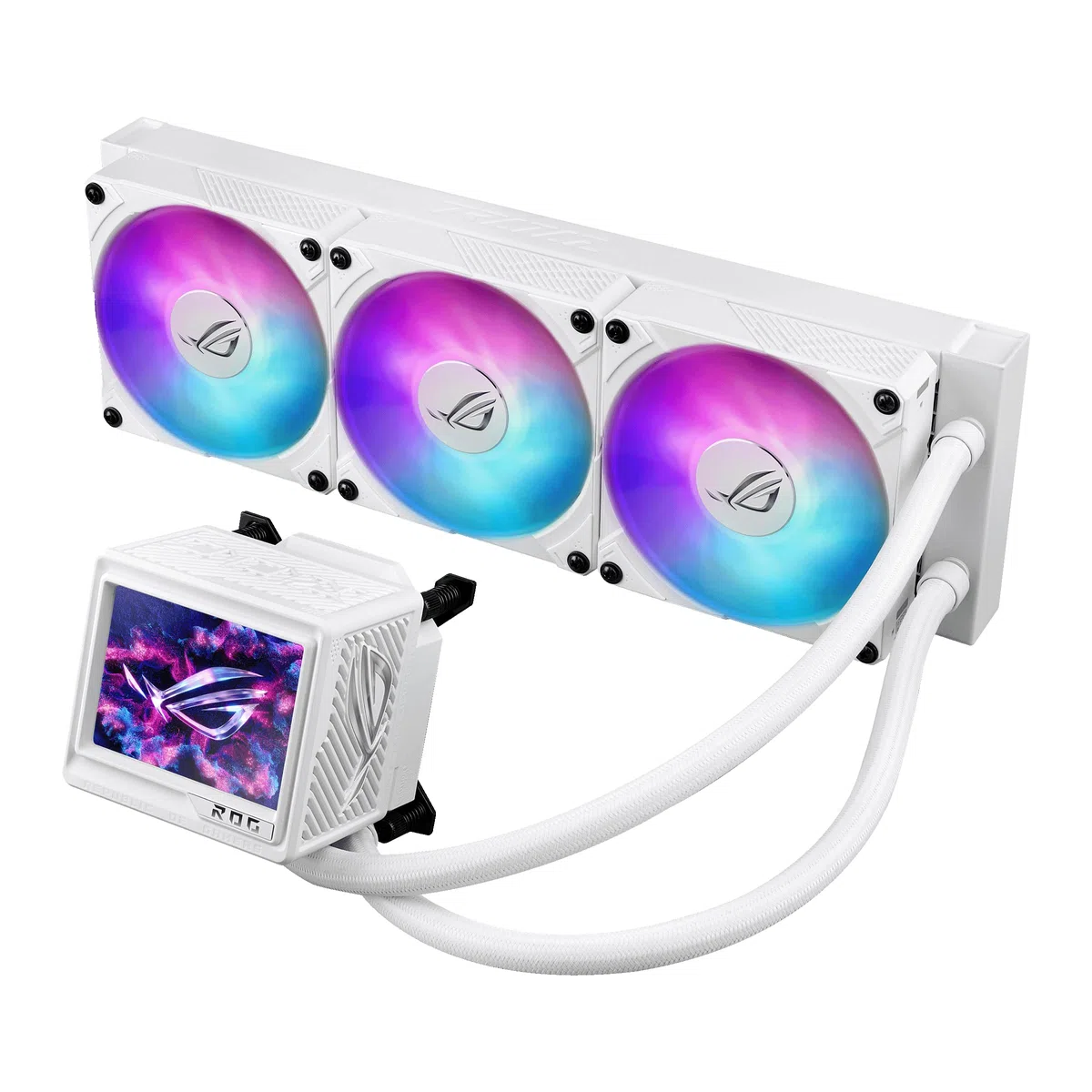 Watercooling ROG Ryujin III 360 ARGB White Edition - Pompe Asetek Gen 8, Radiateur 400 mm, Écran LCD 3.5", Compatible Intel LGA 1700/115x/1200 et AMD AM4/AM5
