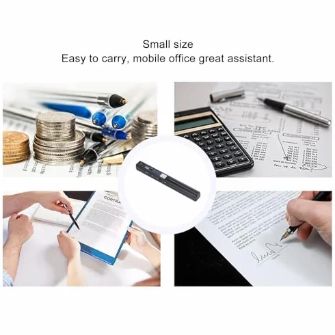 Scanner Portable, Scanner d'images Portable de 900 DPI avec étui, Scanner Photo avec Baguette de numérisation pour Documents A4 Images Pages Textes (Black)