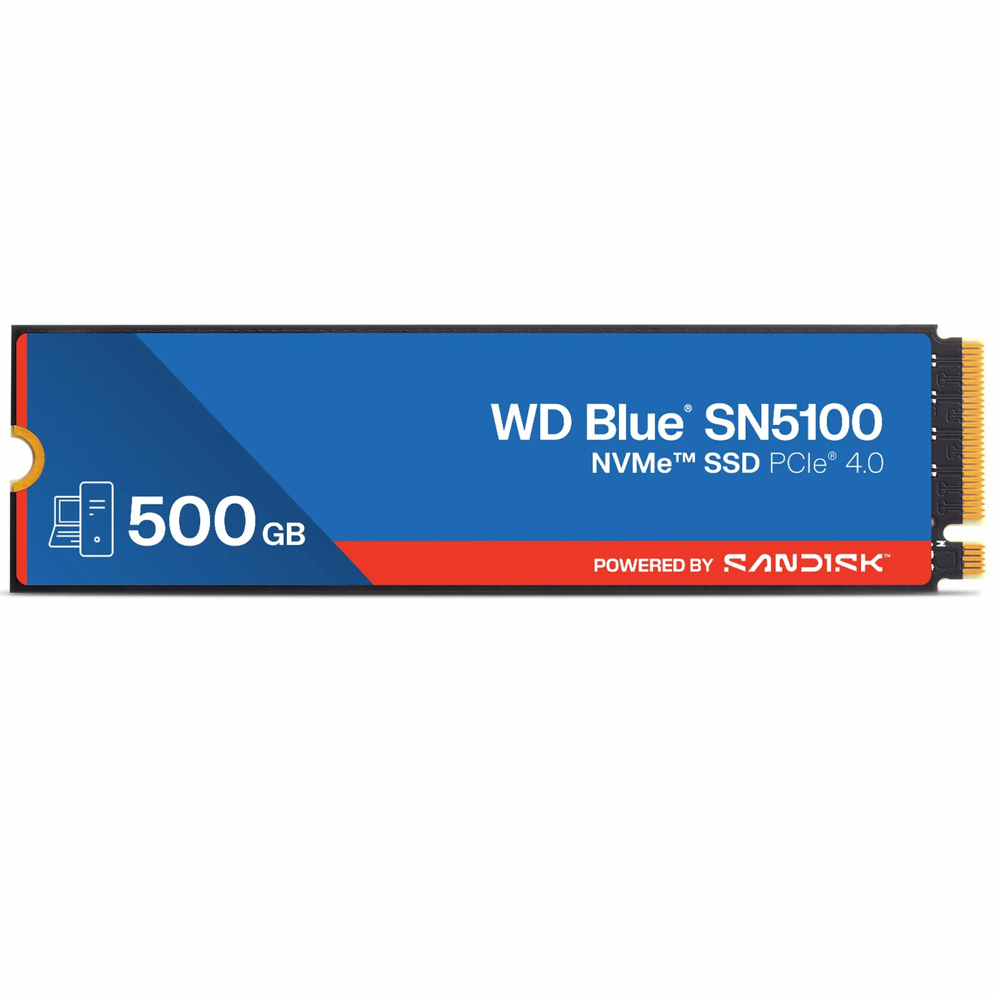WD Blue SN5100 NVMe SSD 500 Go (Jusqu'à 6 600 Mo/s en lecture, M.2 2280, PCIe Gen 4.0, nCache 4.0,Technologie SANDISK 3D CBA NAND, Acronis True Image Clonage de disque et migration) POWERED BY SANDISK