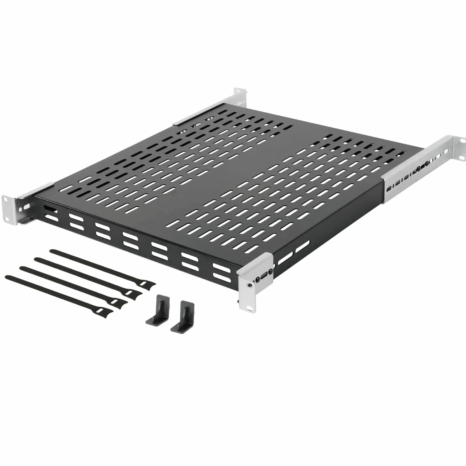 Tecmojo 19 Pouces 1U Étagère, Profondeur 550mm, Profondeur Réglable de 343mm à 800mm, à Encastrer, Étagère de Rack Serveur Ventilée et Réglable, Charge Admissible 110kg, Noir
