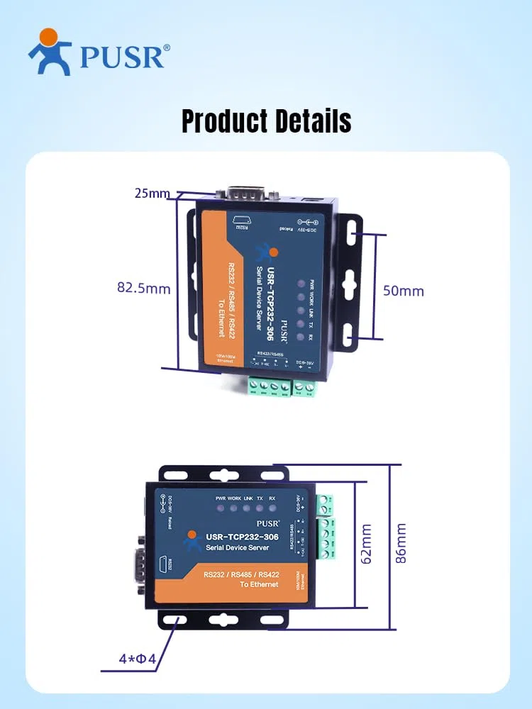 TCP232-306 rs232 rs485 rs422 vers ethernet TCP IP Passerelle Modbus Serveur de périphériques série interfaces série vers ethernet