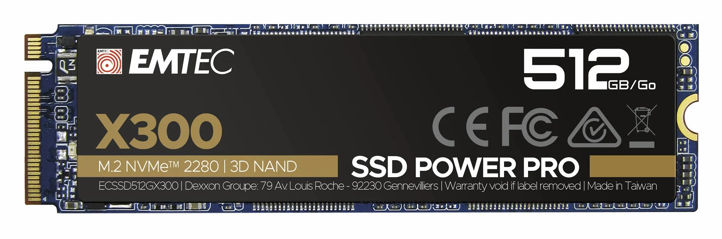 EMTEC - Disque Dur SSD Interne X300 M.2 2280 SSD Power Pro 512Go - PCI Express 3.0 3D NAND NVMe - Idéal Ultrabook, Informatique Haute Performance