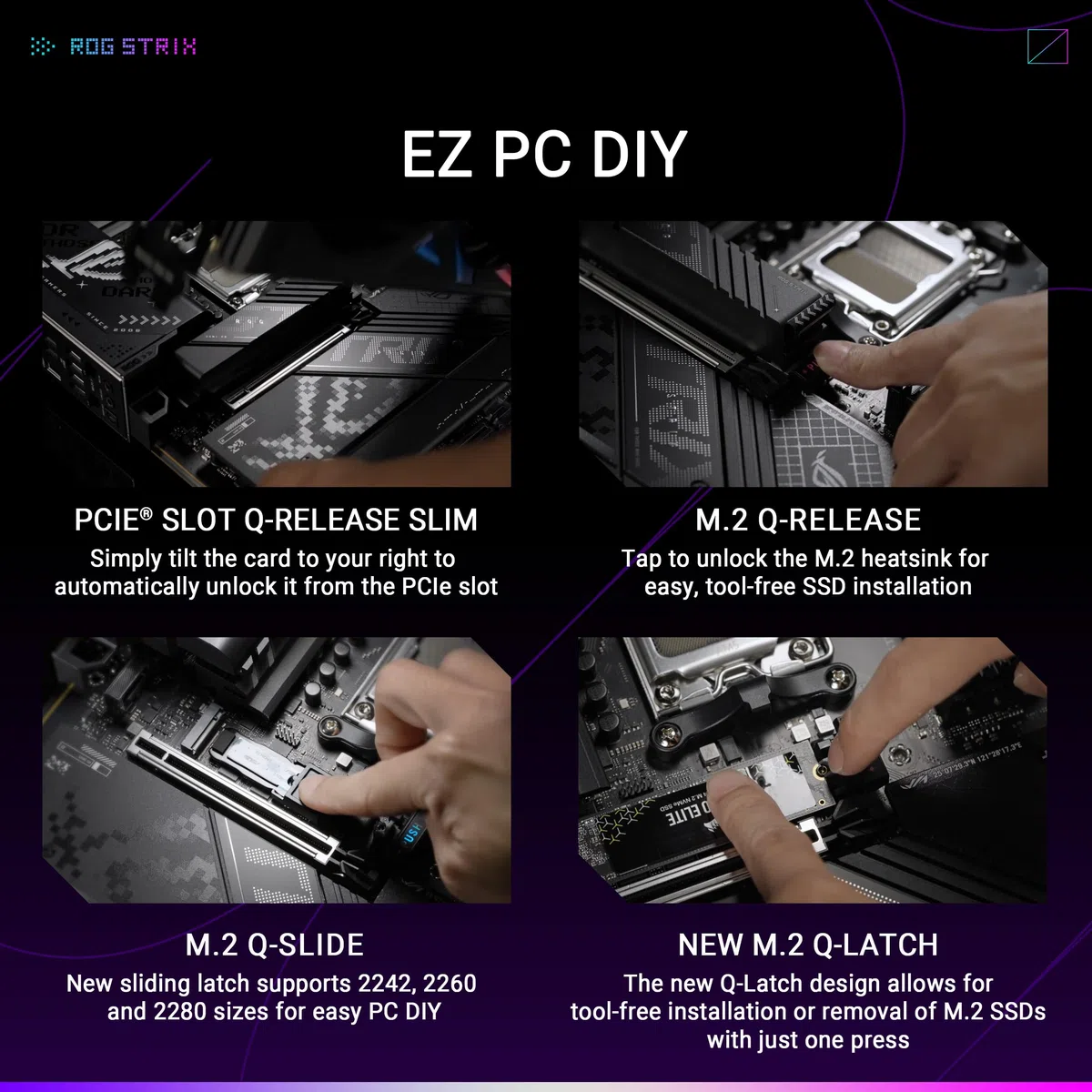 ASUS ROG Strix X870-F Gaming WiFi – Carte mère Gaming AMD Ryzen AM5 X870 ATX (DDR5, 16+2+2 DrMOS, 4 x M.2, PCIe 5.0, WiFi 7, USB4 Type-C, USB 10G avec PD 3.0 jusqu'à 30W, Aura Sync RGB)