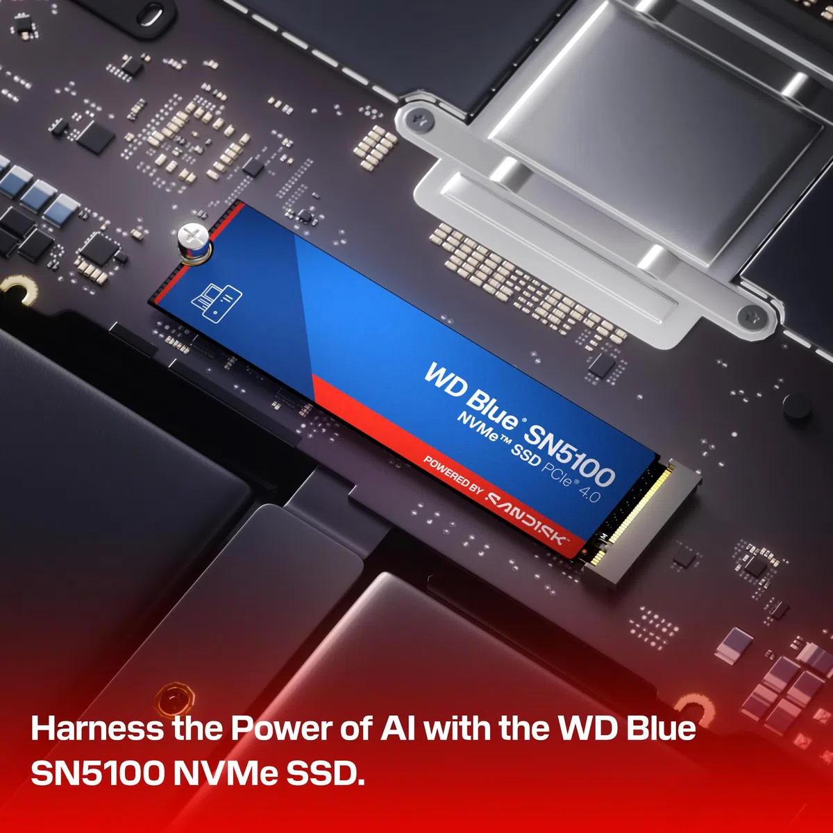 WD Blue SN5100 NVMe SSD 500 Go (Jusqu'à 6 600 Mo/s en lecture, M.2 2280, PCIe Gen 4.0, nCache 4.0,Technologie SANDISK 3D CBA NAND, Acronis True Image Clonage de disque et migration) POWERED BY SANDISK