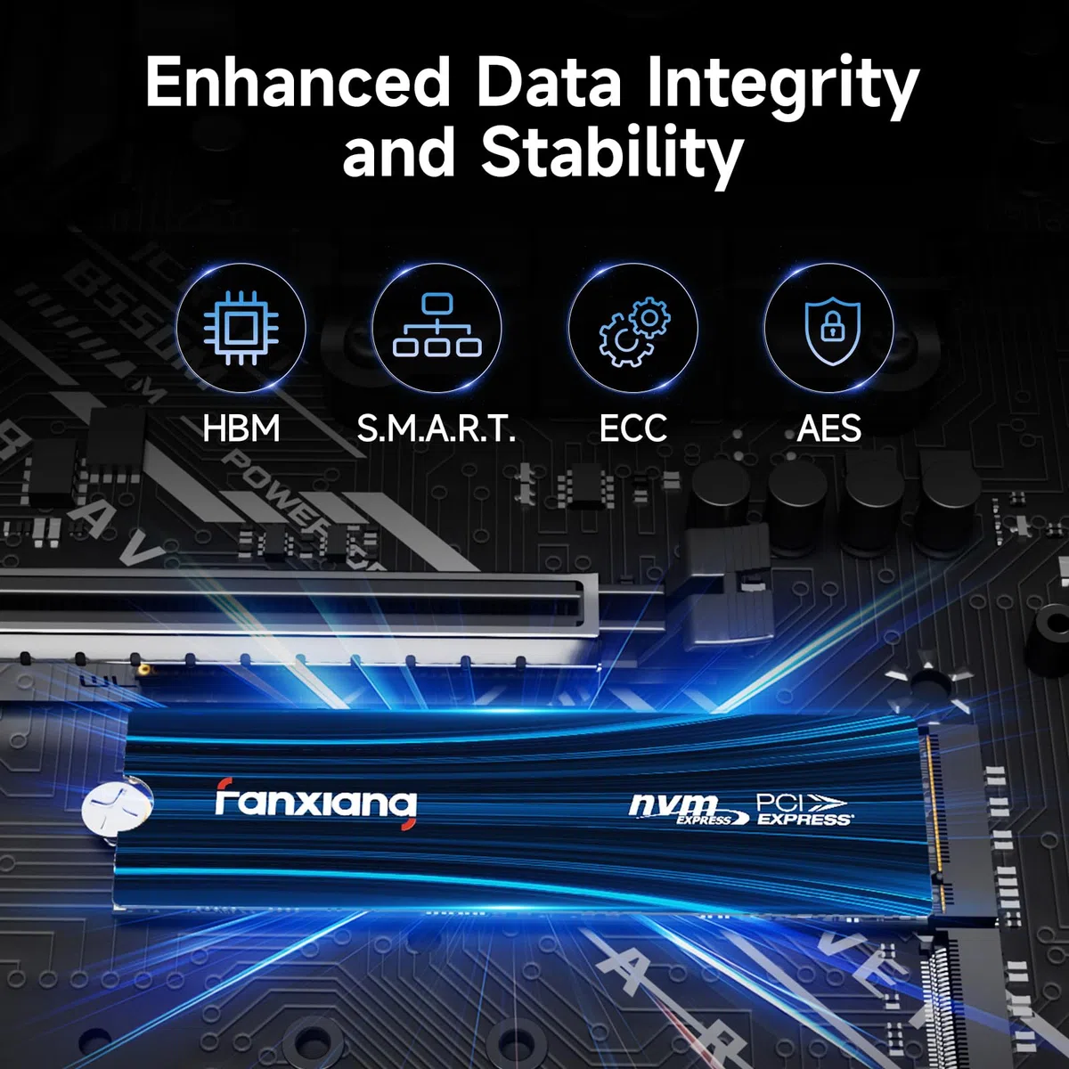 fanxiang 1To SSD NVMe M.2 PCIe Gen4 Jusqu'à 7100Mo/s en Lecture - SSD Interne 1 to Compatible avec PS5, PC, Ordinateur Portable pour Les Gamers et Professionnels - S880E