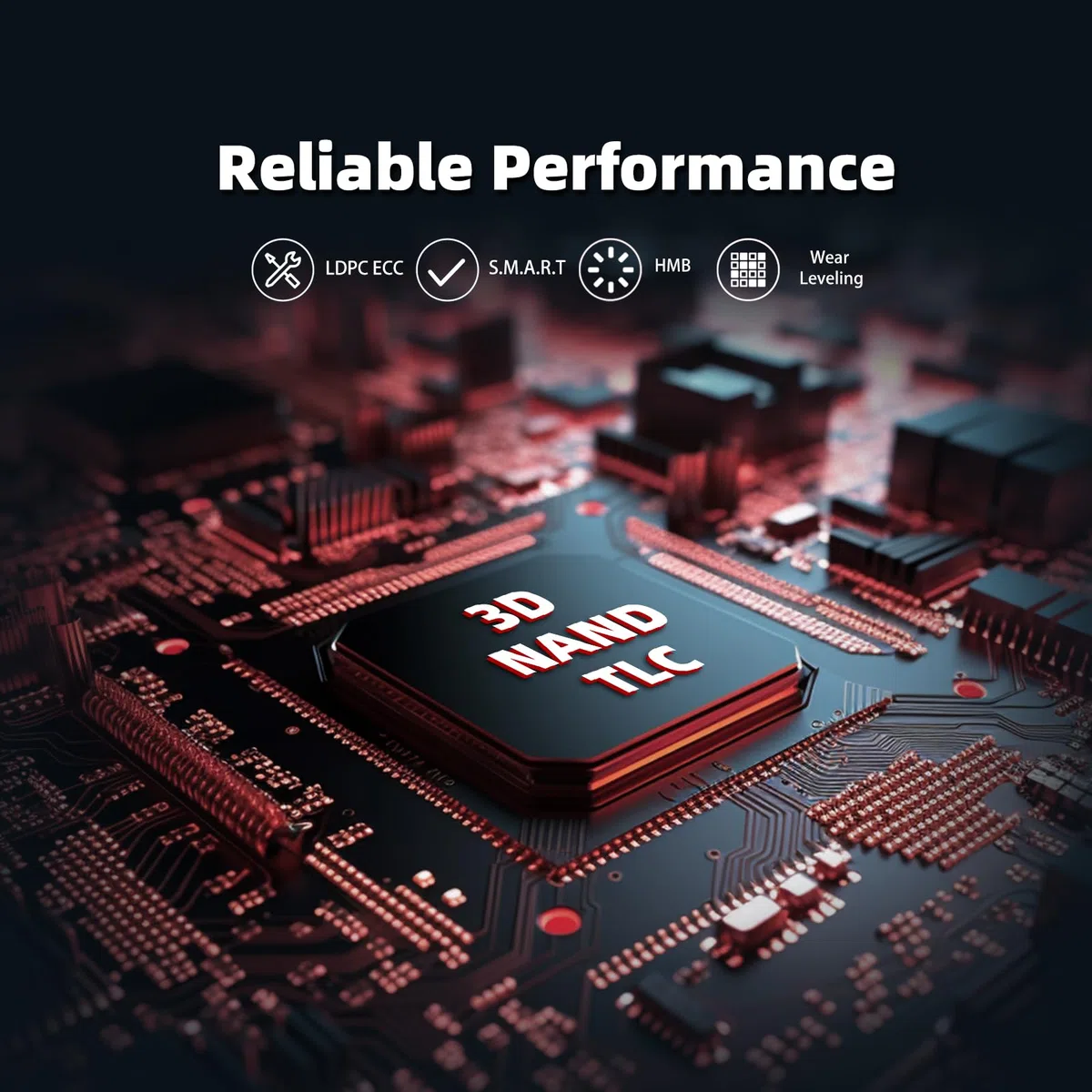 KingSpec 1To SSD M.2 NVMe 2280, PCIe Gen 3x4 NVMe SSD, Jusqu'à 3500 Mo/s, 3D NAND Flash Disque SSD Interne, pour Ordinateur de Bureau et Ordinateur Portable