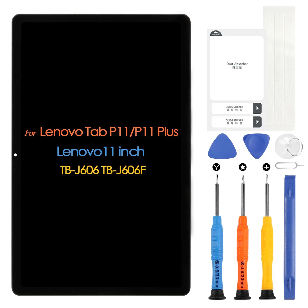 Écran LCD pour Lenovo Tab P11/P11 Plus TB-J606 TB-J606F 11 pouces LCD Écran Remplacement de l'écran pour Lenovo TB-J606 TB-J606F Écran Tactile Digitazer Assemblée avec Réparation Kit (Noir, avec