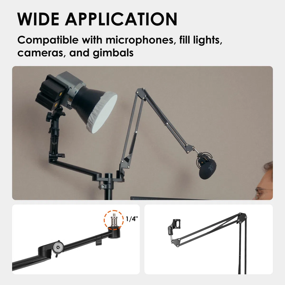 TARION Titanrig Bras Module Y : Trépied de table pour appareil photo, trépied de table, trépied de serrage, bras articulé, support de table pour appareils photo reflex numériques, éclairage annulaire