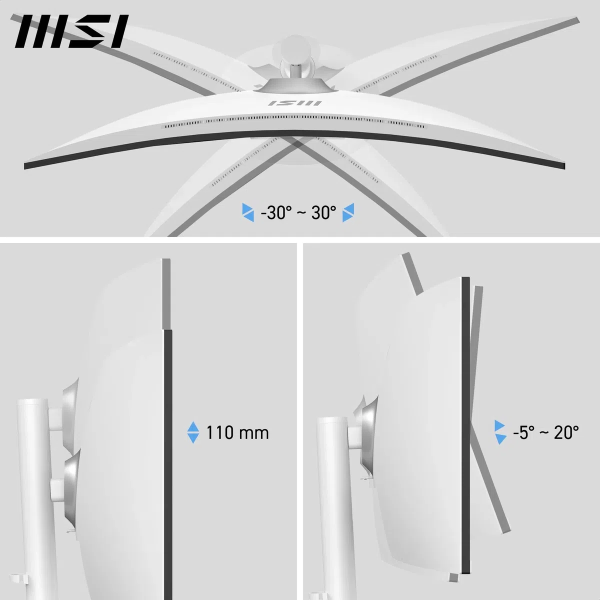 MSI Modern MD342CQPW Écran PC 34'' UWQHD incurvé 1500R - Dalle VA 3440 x 1440, 120 Hz, 1ms, KVM, PIP/PBP, Confort des Yeux, Haut-parleurs intégrés, réglable sur 3 Axes - HDMI 2.0b, DP 1.4a