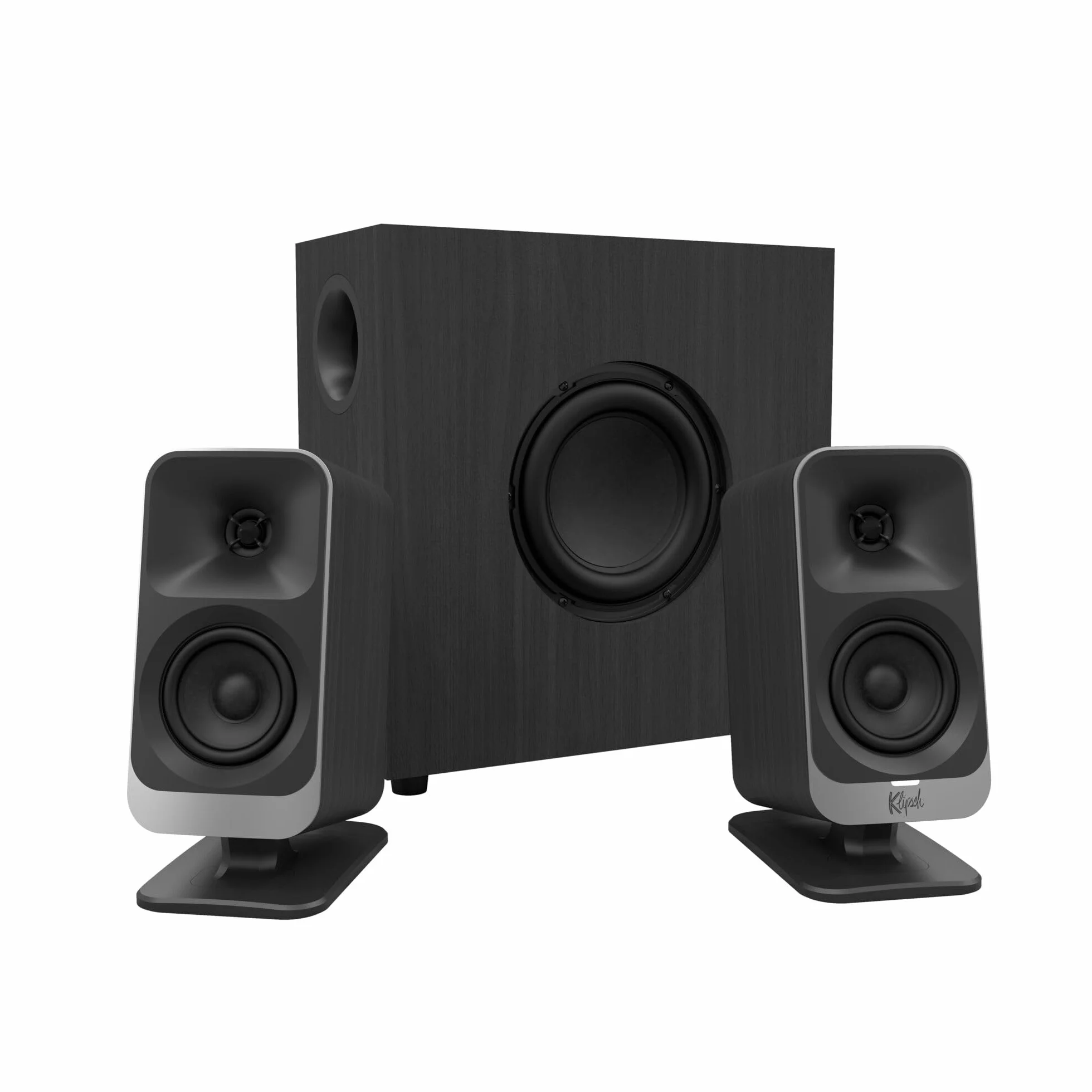 Klipsch ProMedia Lumina 2.1 Enceinte de Bureau – Son américain légendaire, USB-C, Bluetooth 5.3, éclairage Individuel, Caisson de Basses Compact, Noir