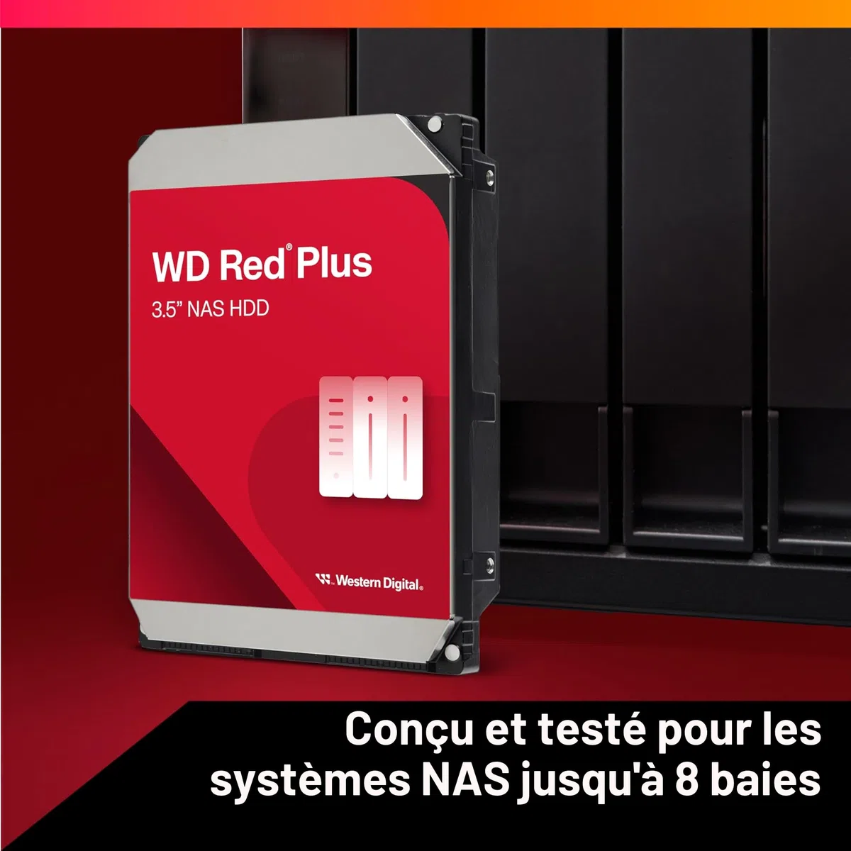 WD Red Plus 12 To Disque dur Interne 3.5" dédié NAS, 7200 RPM Class, SATA 6 GB/s, CMR, 256MB Cache, Garantie 3 ans