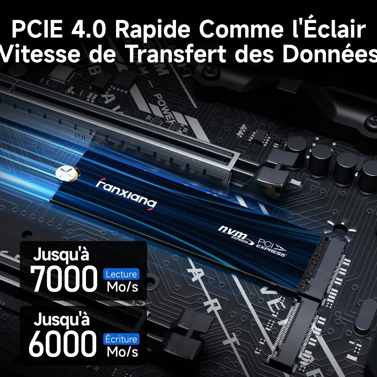 fanxiang 1To SSD NVMe M.2 PCIe Gen4 Jusqu'à 7100Mo/s en Lecture - SSD Interne 1 to Compatible avec PS5, PC, Ordinateur Portable pour Les Gamers et Professionnels - S880E