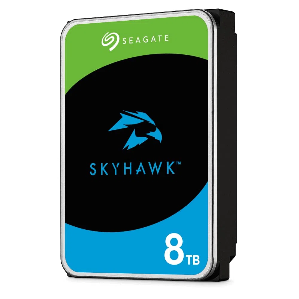 Seagate SkyHawk 8 To, Disque dur interne de surveillance HDD, 3,5" SATA 6 Gbit/s, 256 Mo de mémoire cache,pour système de caméras de sécurité, services Rescue valables 3 ans (ST8000VX004)