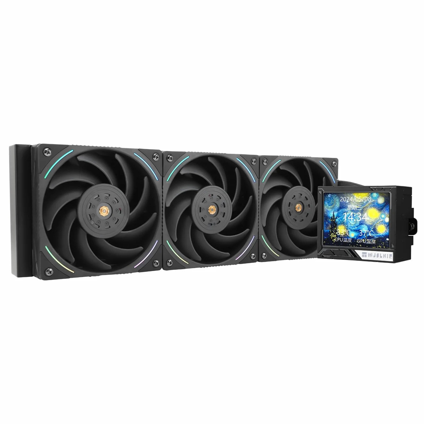 Thermalright Mjolnir Vision 360 ARGB Black-AIO CPU Liquid Cooler,Pantalla LCD IPS con resolución 320 * 240,para AM4/AM5 y LGA1700/1851,'3.5 inch'Pantalla LCD con imán para imágenes