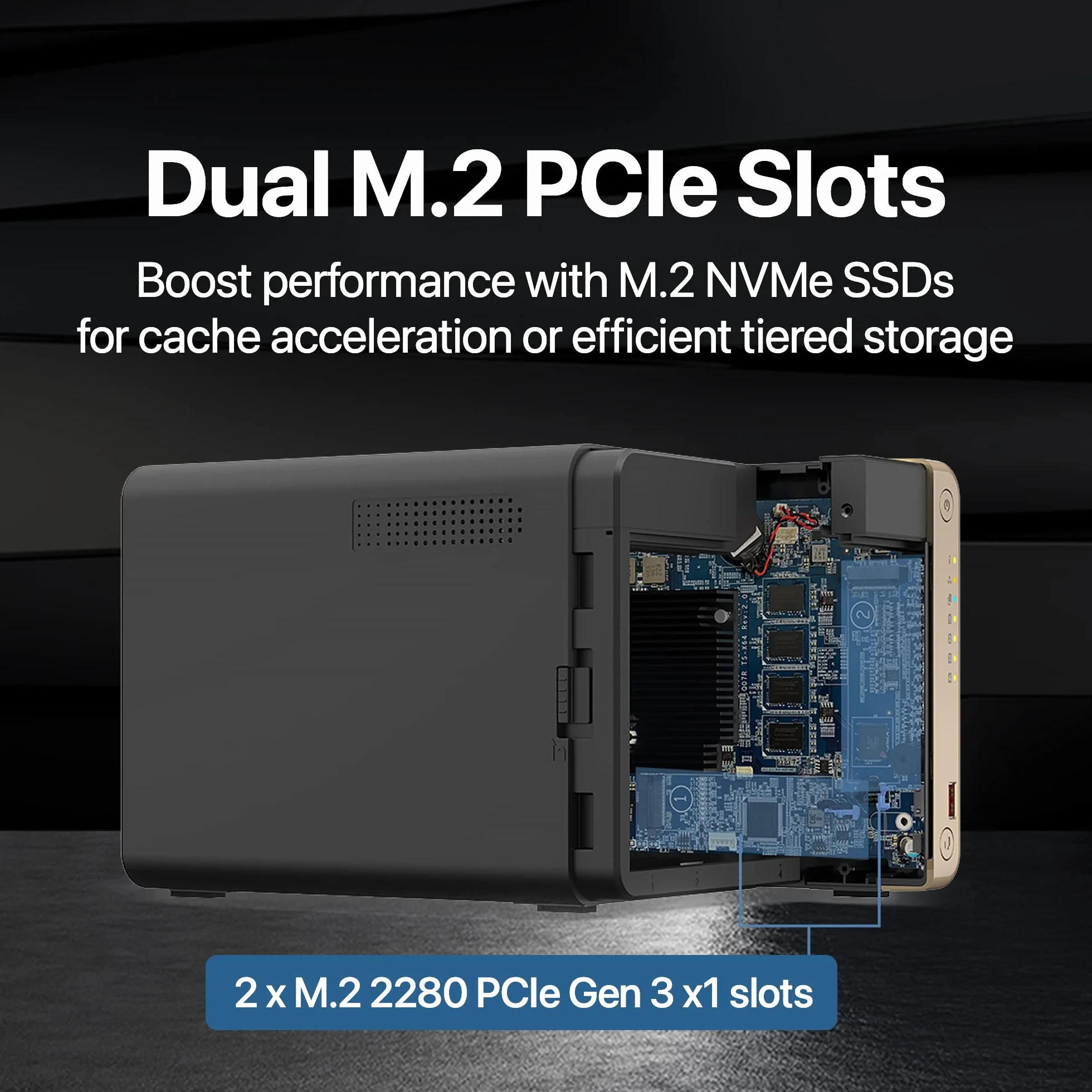 QNAP TS-464-8G-US NAS de Bureau Haute Performance à 4 Baies avec processeur Intel Celeron Quad-Core, emplacements M.2 PCIe et connectivité réseau Double 2,5 GbE (2,5 G/1 G/100 M) (sans Disque)